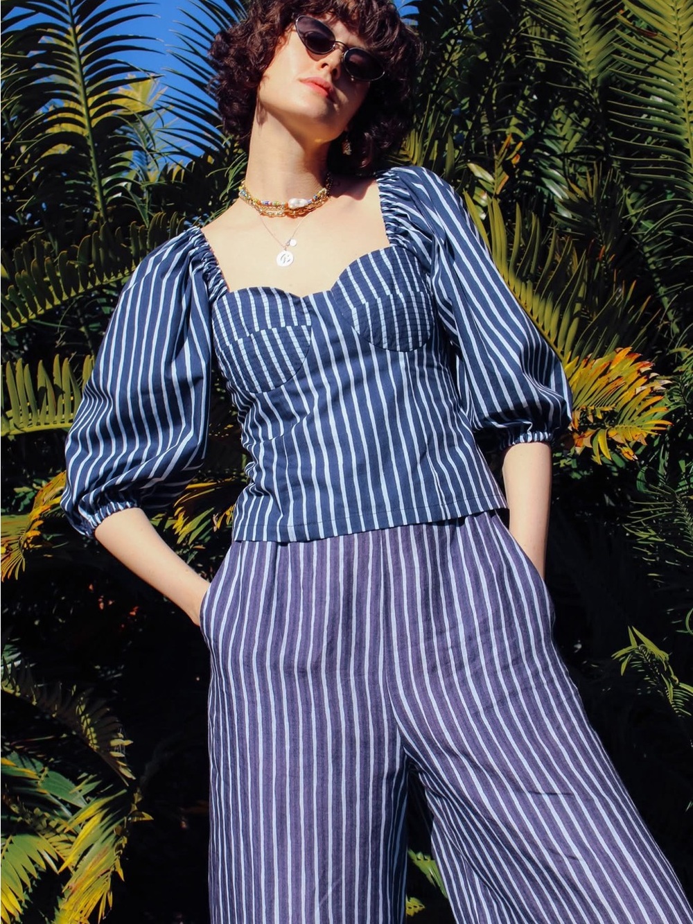 Marimekko | Striped Puff Sleeve Top